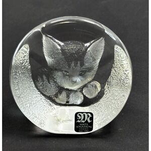 Mats Jonasson Målerås Sweden Crystal Cat Kitten Sculpture Signed & Numbered 9176
